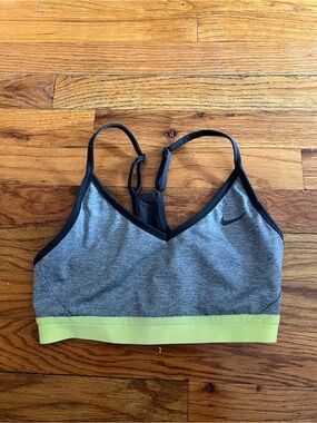 Nike Gray Sports Bra with Lime Accent - Women's